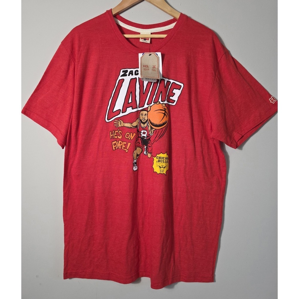 Zac LaVine Chicago Bulls NBA Shirt XXL Red Homage Graphic Tee NEW